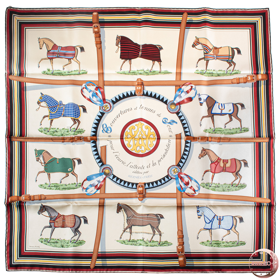 エルメス カレ90 Couvertures et Tenues de Jour 馬着 001356S 36 スカーフ