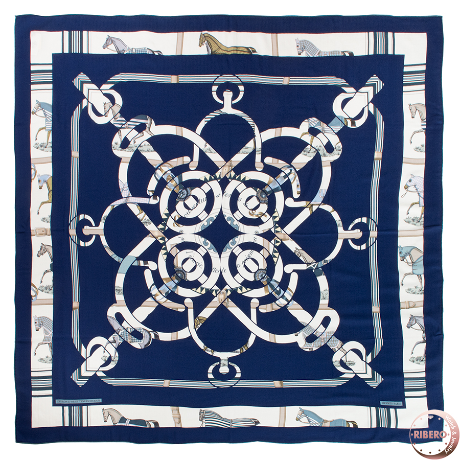 エルメス カレジェアン Eperon d'Or et Tenues de Jour エプロンドール&馬着 244216S 09 スカーフ カレ140 ショール ストール 2025SS