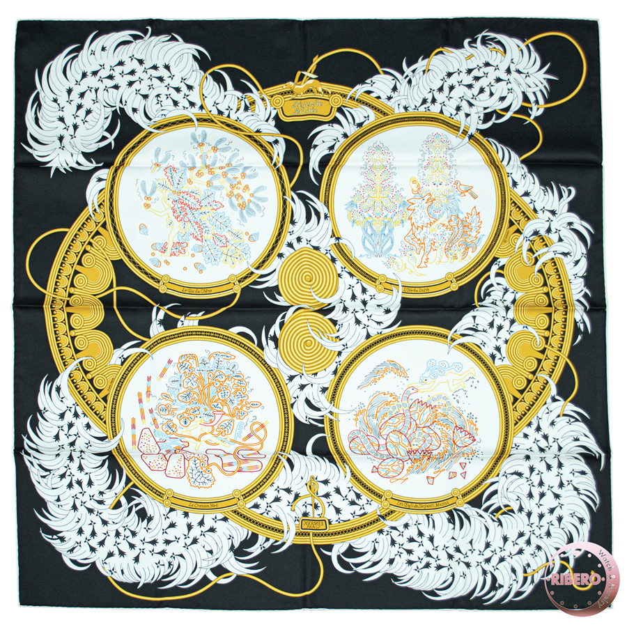 エルメス カレ90 Legende Brodee 刺繍が織りなす伝説 003972S 04 スカーフ 2023SS