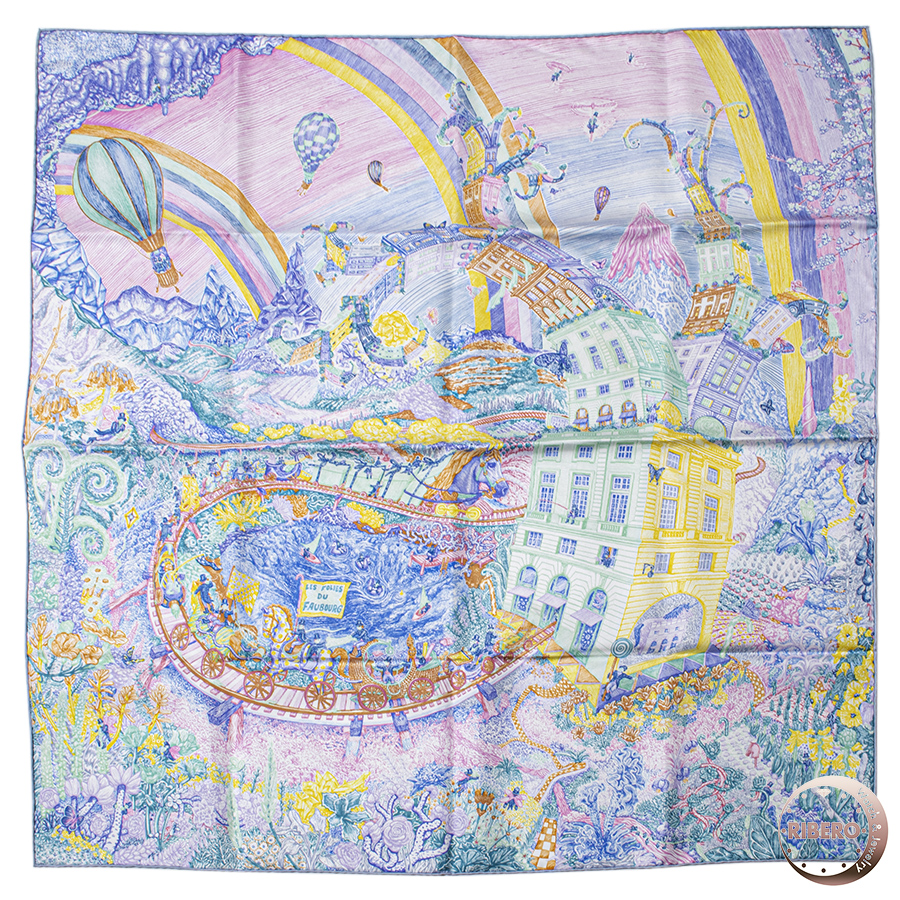 エルメス カレ90 Les Folies du Faubourg フォーブルの狂気 004147S 06 スカーフ 2024AW