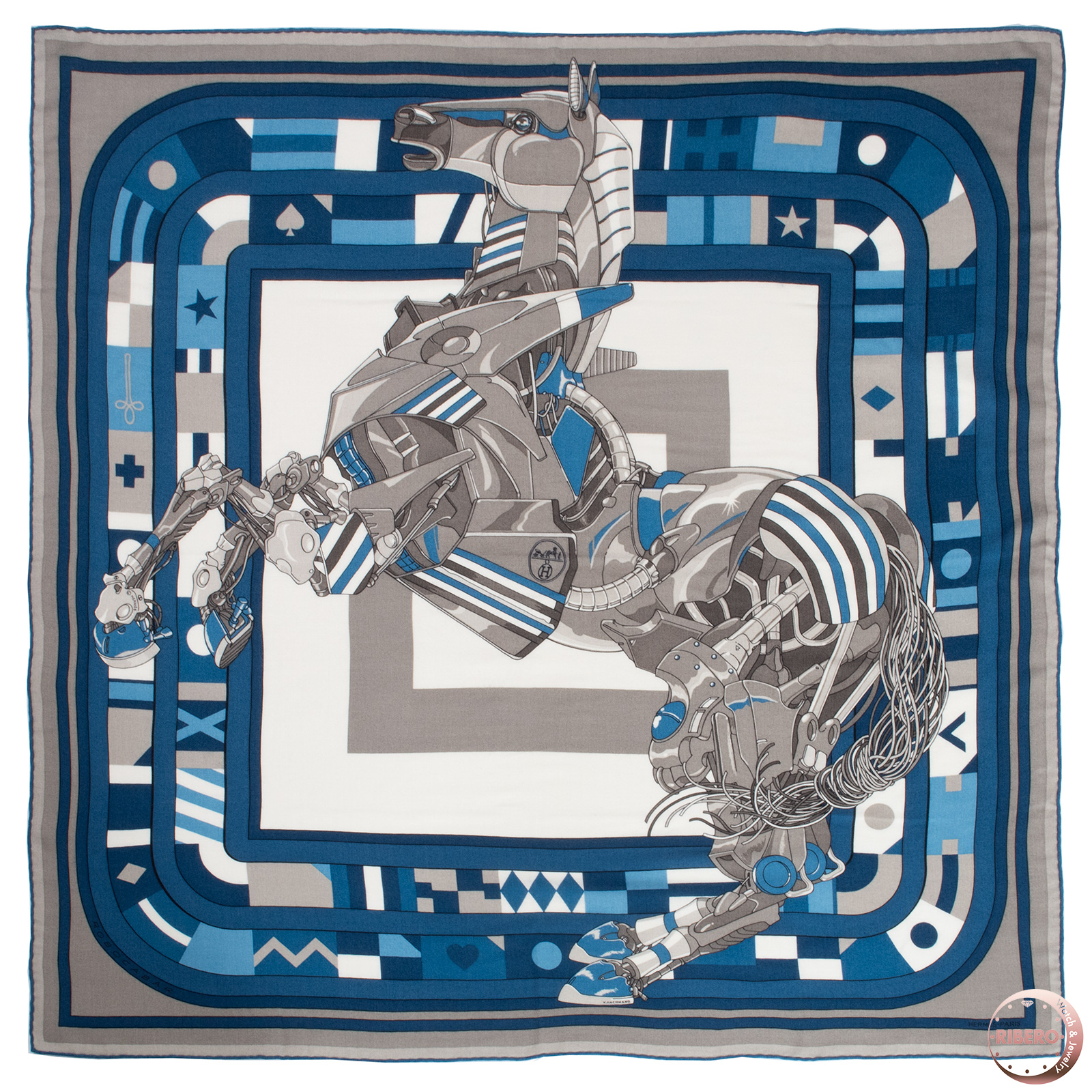 エルメス カレ100 Robocabar ロボカバール 103982T 06 スカーフ