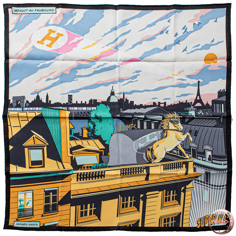 エルメス カレ70 Minuit au Faubourg ミッドナイト・フォーブル 982820S 19 スカーフ 2022SS