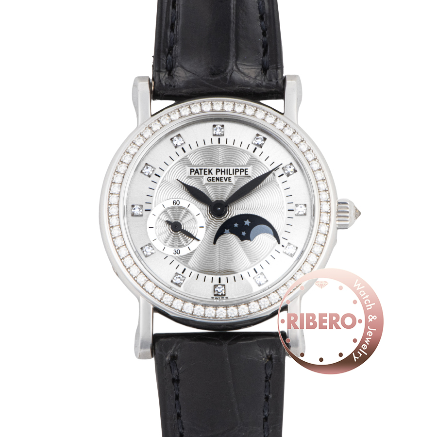 パテックフィリップ カラトラバ レディース ムーンフェイズ 4858G-001 ベゼルダイヤ