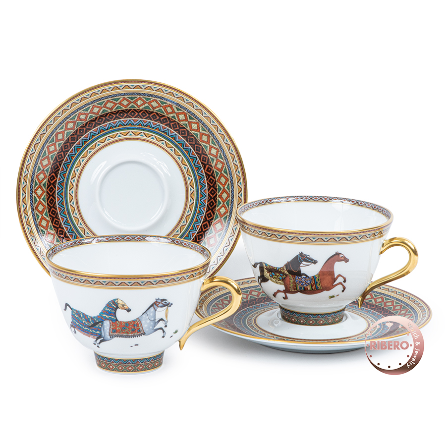 エルメス ペアカップ&ソーサー シュバルドリアン 食器 コーヒー・紅茶碗皿　2客セット