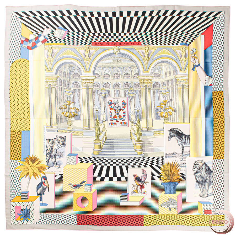 エルメス カレジェアン Grand Theatre Nouveau グラン・テアトル・ヌーヴォー 243761S 11 スカーフ ストール カレ140