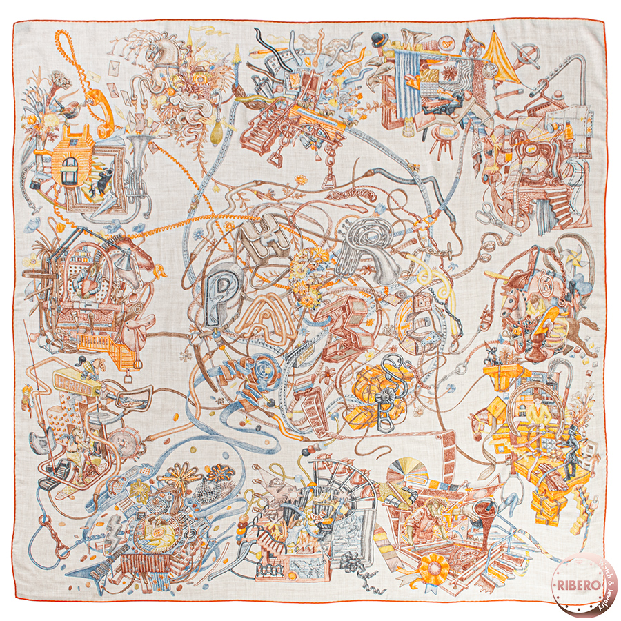 エルメス カレジェアン Le Monde d'Hermes エルメスの世界 244230S 10 スカーフ ストール カレ140 カシシル