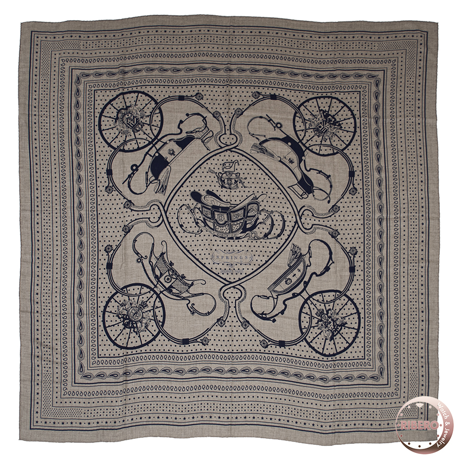 エルメス カレジェアン　Springs Bandana スプリングス バンダナ 243783S 06 スカーフ ショール ストール カレ140 カシシル　