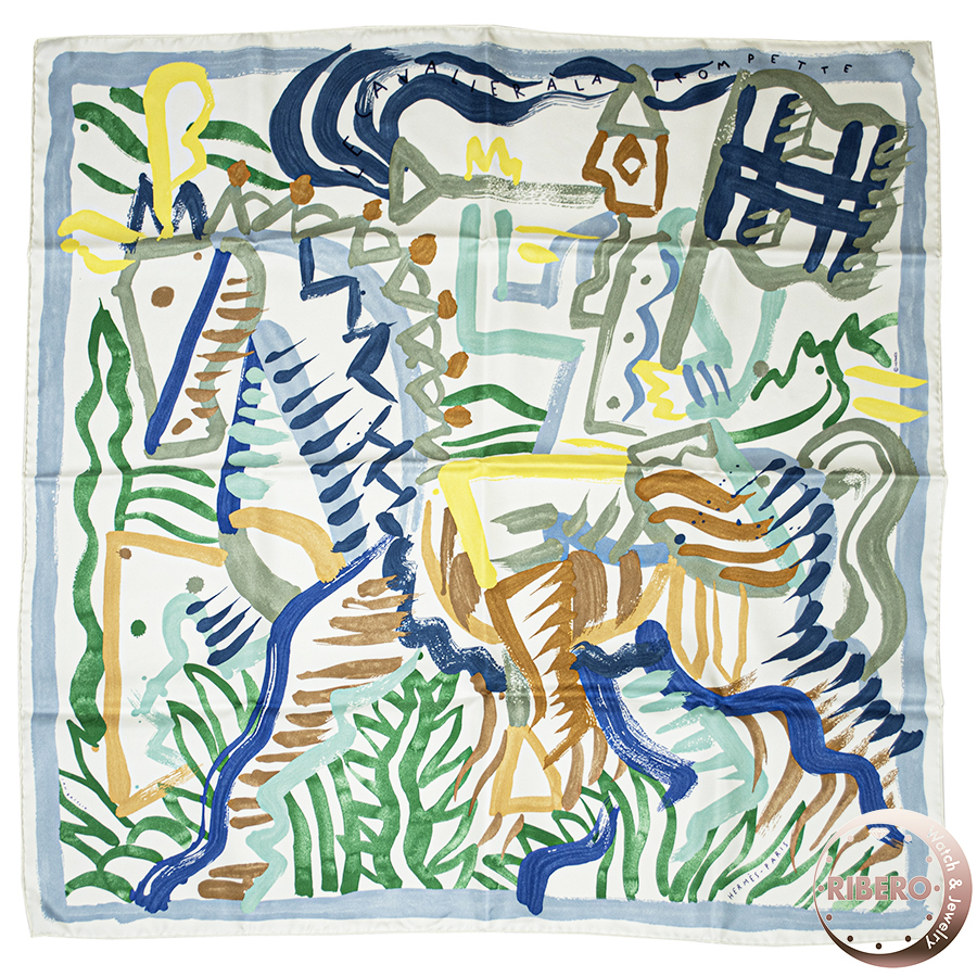 エルメス カレ90 Le Cavalier a la Trompette トランペットを奏でる騎士 004092S 08 スカーフ 2024SS