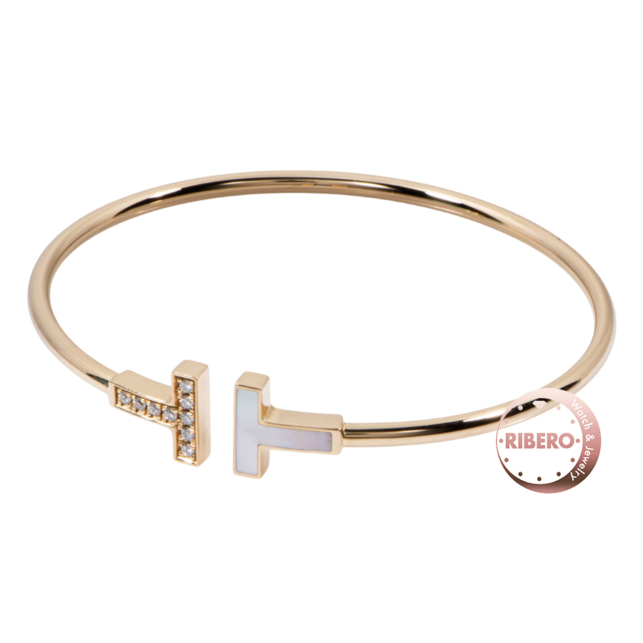 ティファニー T ワイヤー ブレスレット ダイヤモンド＆マザーオブパール 64028618 ブレスレット バングル