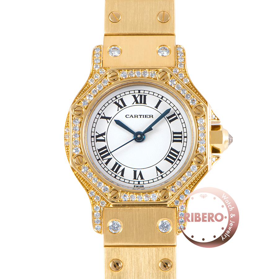 カルティエ サントスオクタゴンSM ベゼルダイヤ