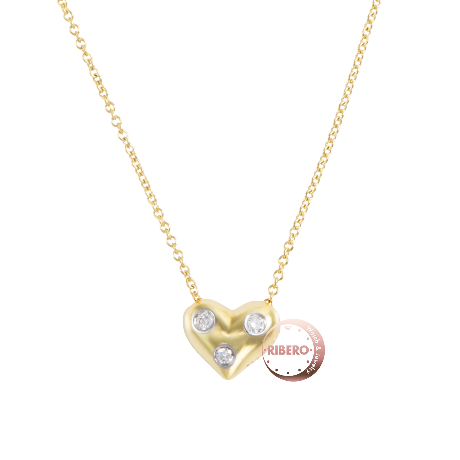 ティファニー ドッツ ハート ネックレス 3Pダイヤモンド