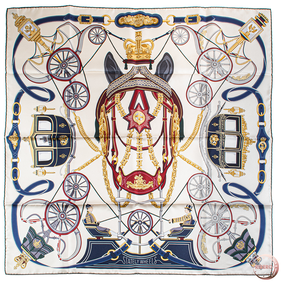 エルメス カレ90 Stately Wheels ステイトリー ホイールズ 004163S 01 スカーフ