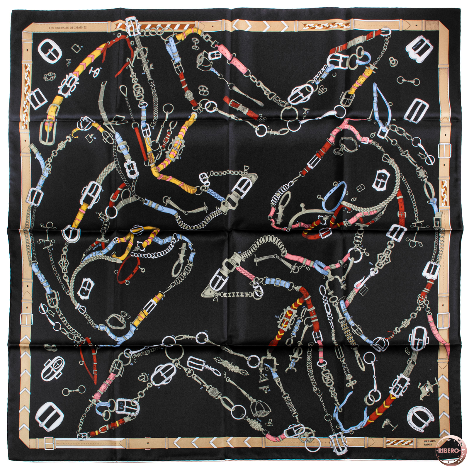 エルメス カレ90 Les Chevaux Dechaines シュヴォー デシェネ 004096S 07 スカーフ