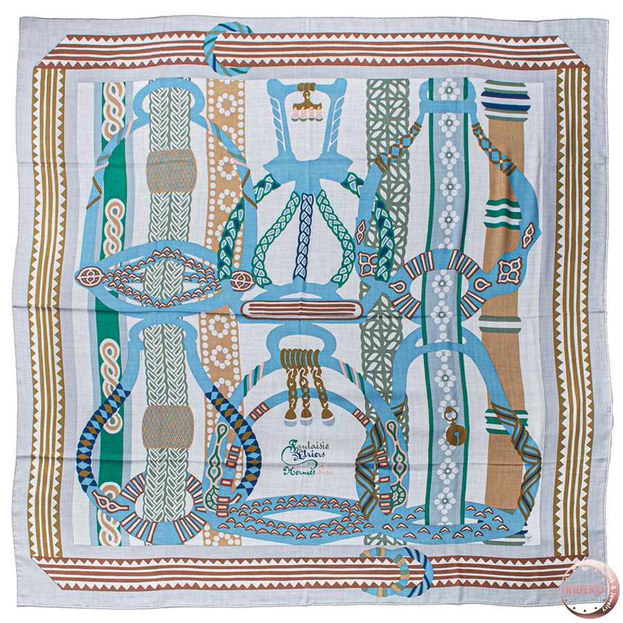 エルメス カレジェアン Fantaisie d’Etriers 鐙の幻想 243921S 16 スカーフ カレ140 ショール ストール 2024SS