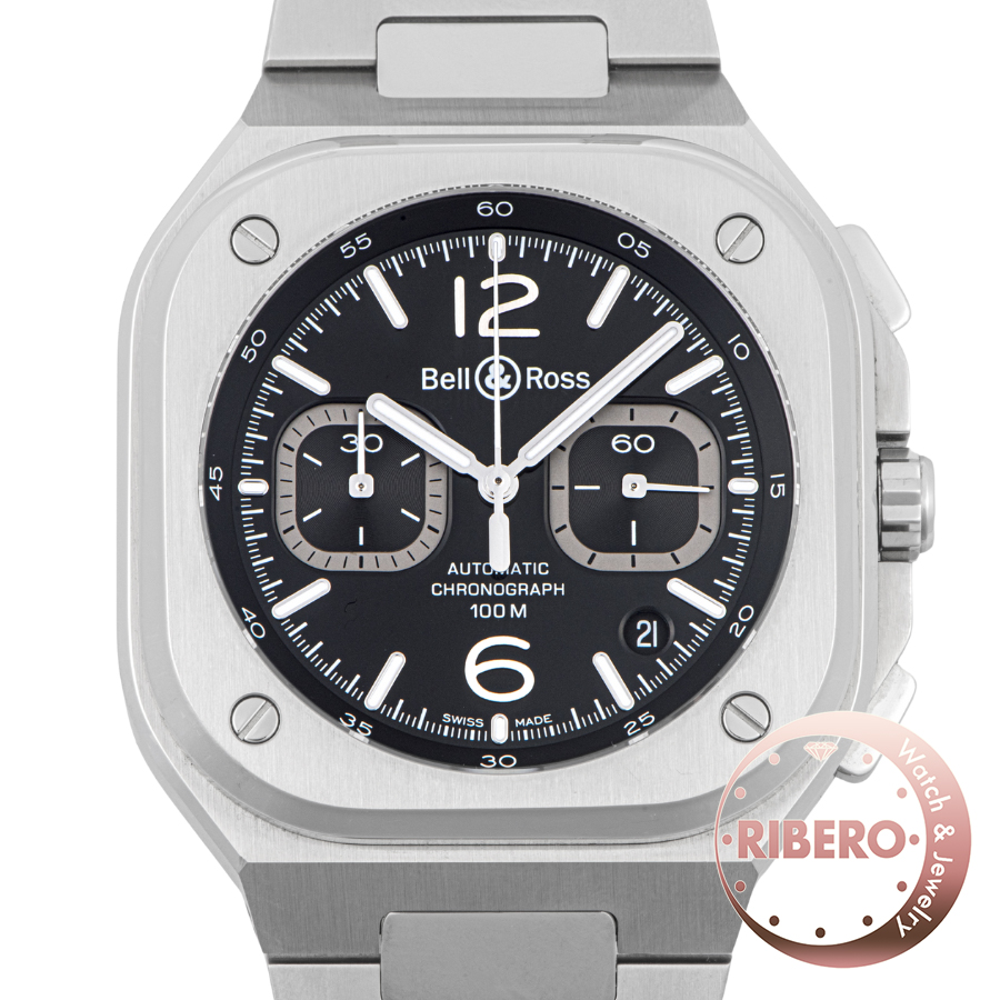 ベル＆ロス BR05 ブラックスチール クロノグラフ BR05C-BL-ST/SST
