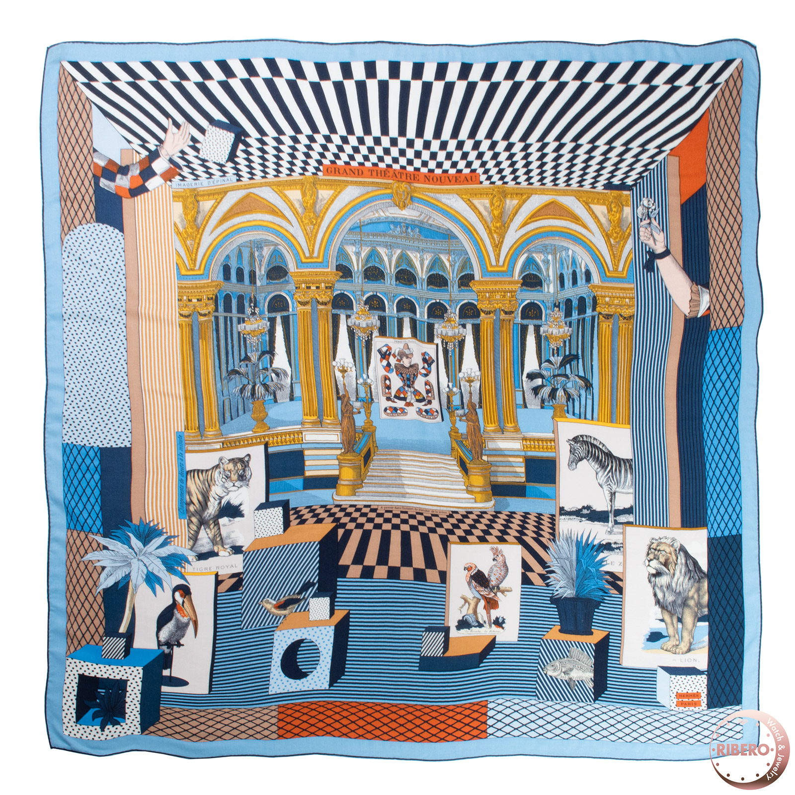 エルメス カレジェアン Grand Theatre Nouveau グラン・テアトル・ヌーヴォー 243761S 08 スカーフ ストール カレ140