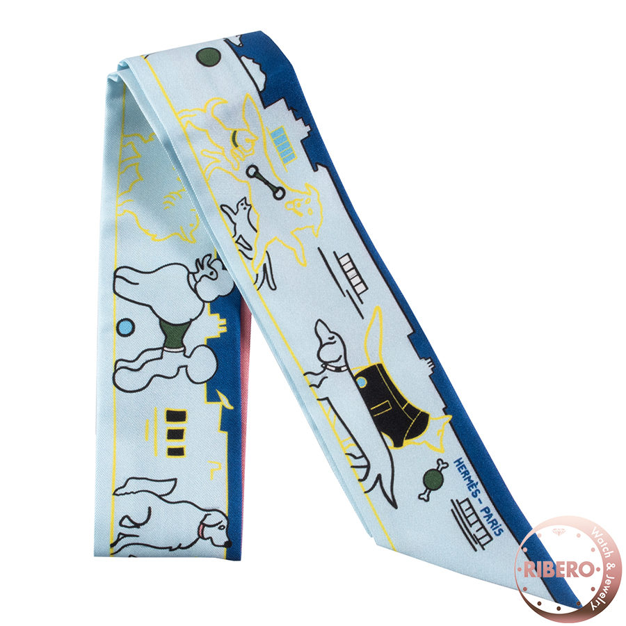 エルメス Les Chiens Parisiens パリジャンの犬 064116S 05 ツイリー スカーフ  2024SS