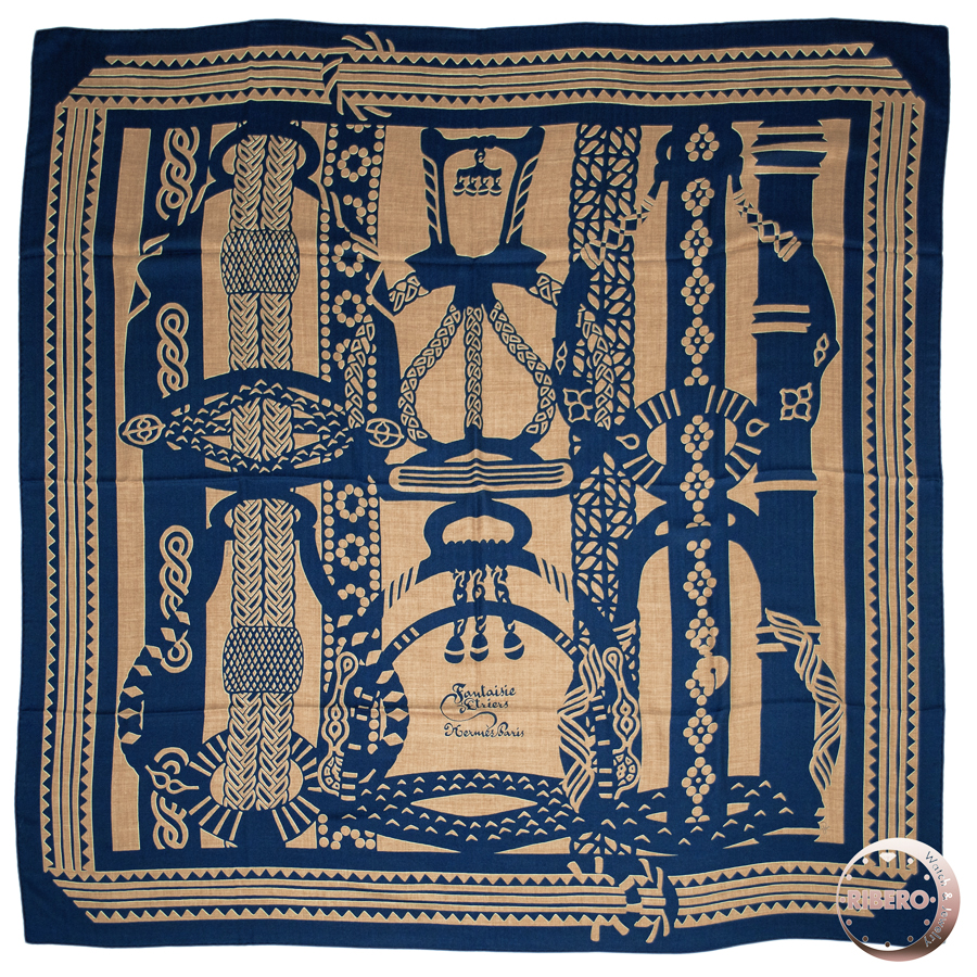 エルメス カレジェアン Fantaisie d’Etriers 鐙の幻想 243921S 15 スカーフ カレ140 ショール ストール 2024SS