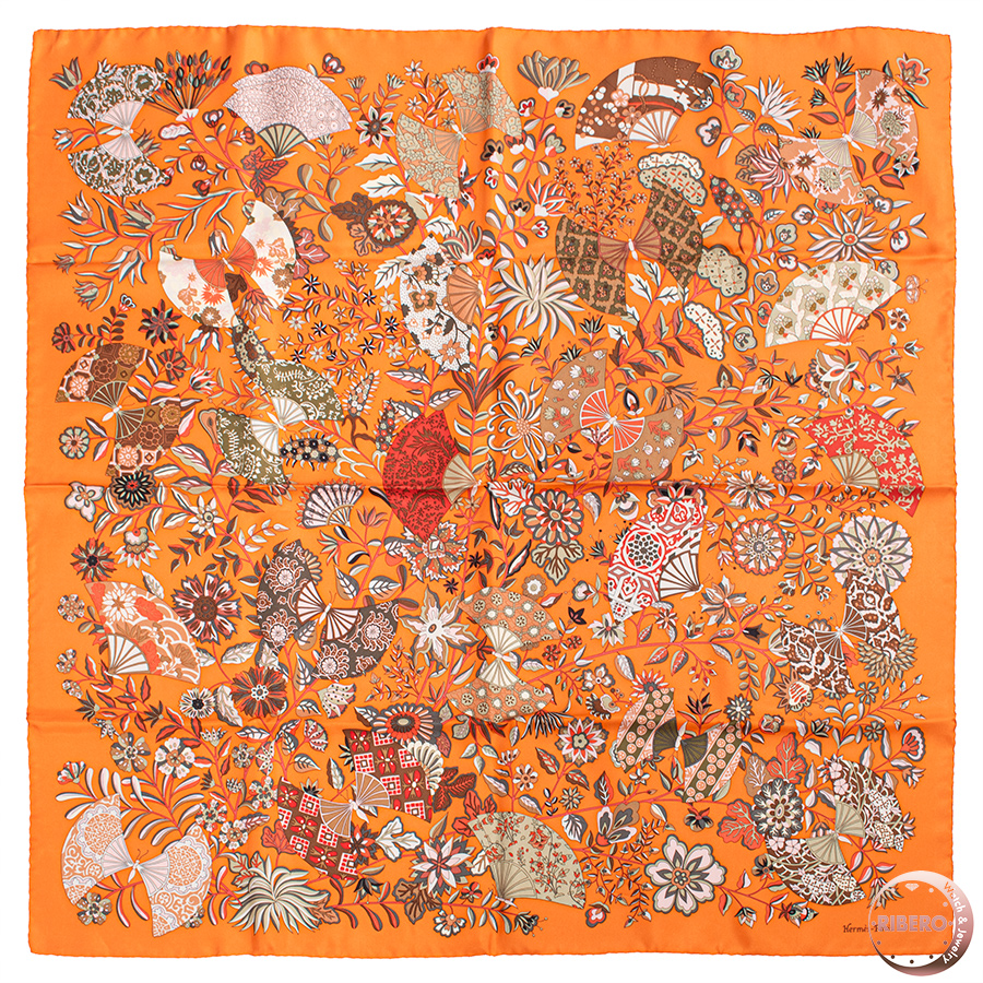 エルメス カレ90 Fleurs et papillons de Tissus 花咲く織物 スカーフ