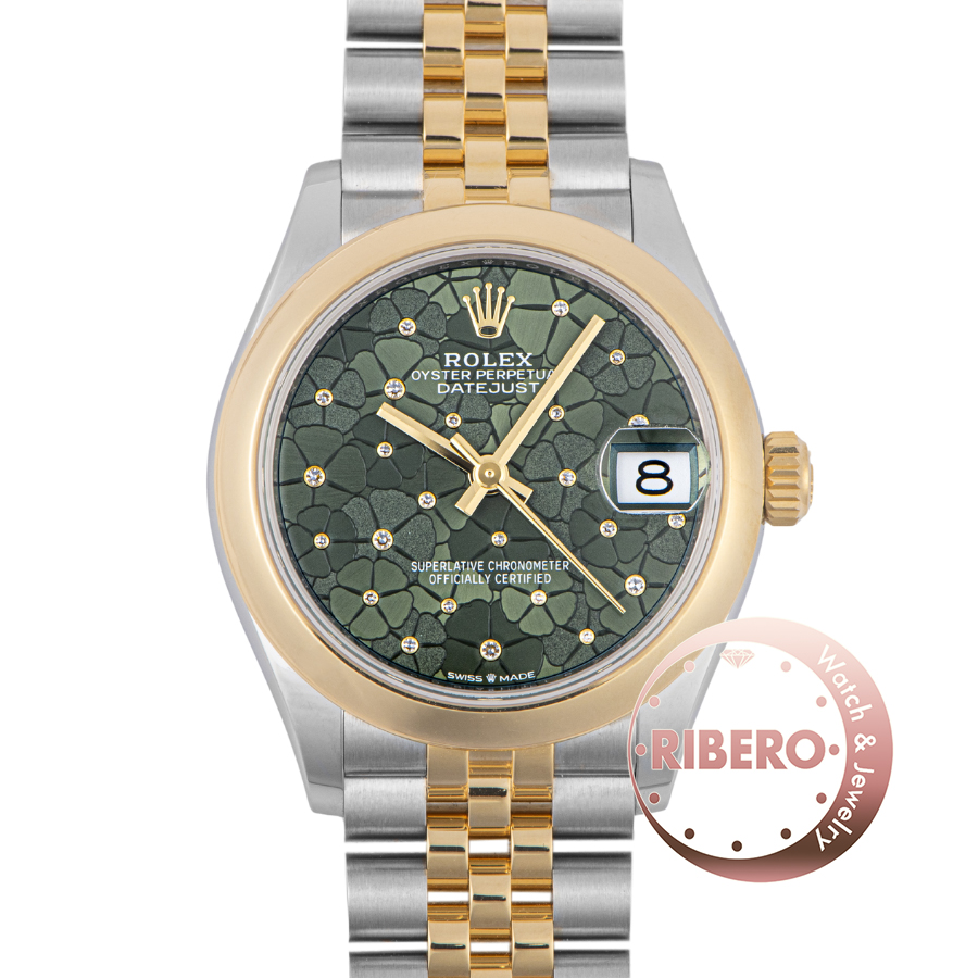 ロレックス デイトジャスト31 278243 オリーブグリーン フローラルモチーフ