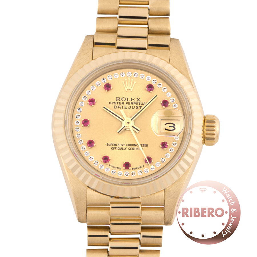 ロレックス デイトジャスト 69178LR L番 10Pルビー サークルダイヤ