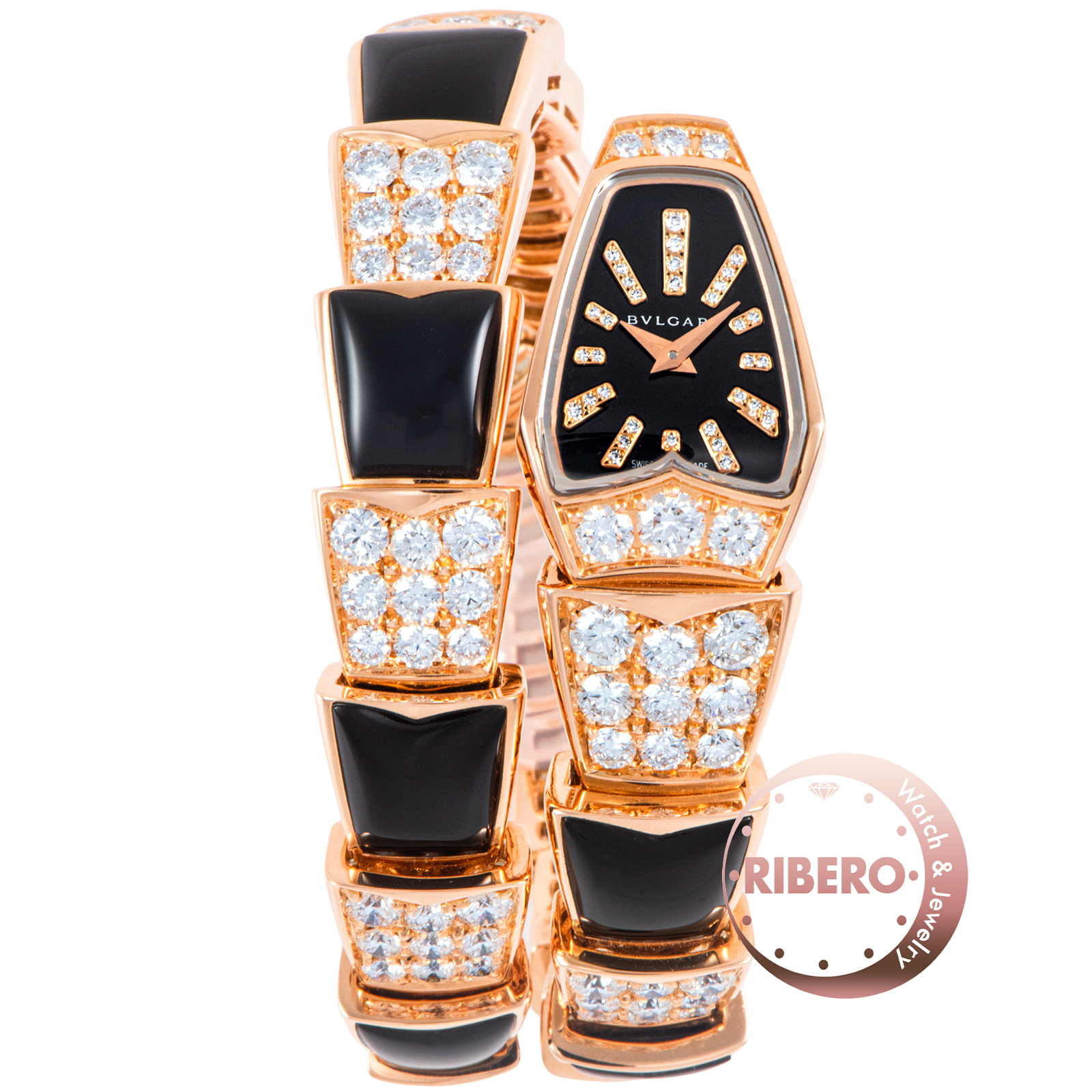 ブルガリ セルペンティ シングルスパイラル SPP26G 101790 オニキス ダイヤ