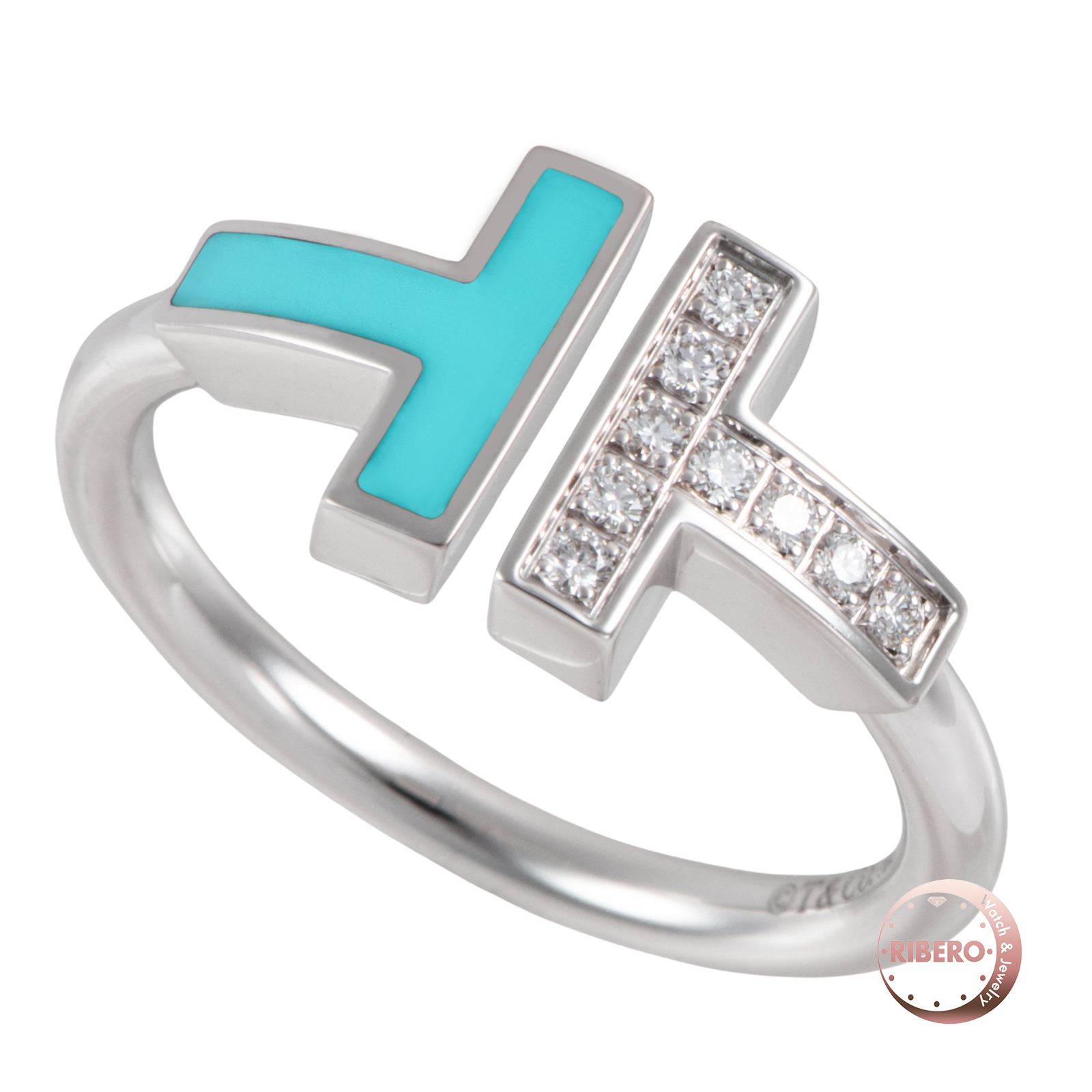 ティファニー T ダイヤモンド＆ターコイズ ワイヤー リング・指輪